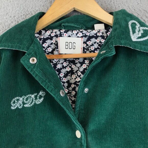 BDG Delia Corduroy Embroidered Varsity Jacket SZ XS Green - Picture 4 of 12